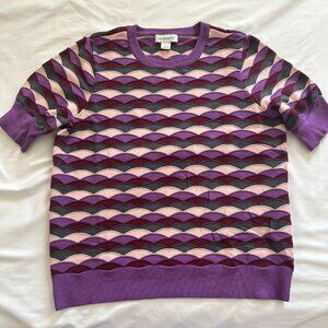 Liz Claiborne Scallop Knit Sweater | Size L | Purple Multi ECOVERO™